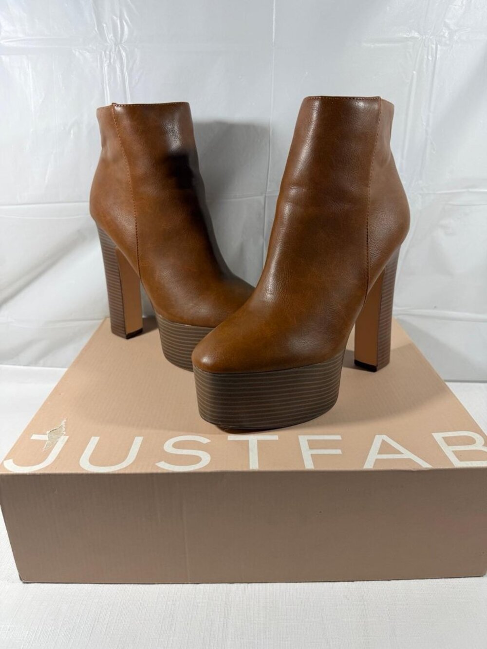 JustFab Perry Platform Ankle Booties Brown Size 9